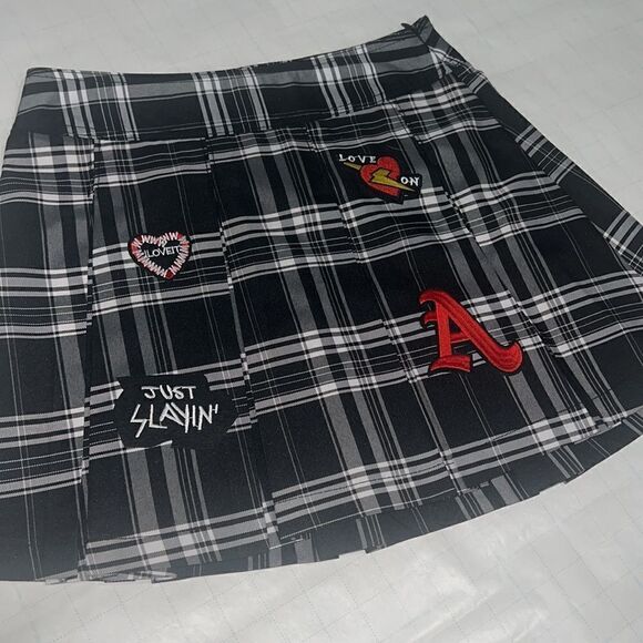 🌸New Prep Gothic school girl Wednesday Addams style skirt plaid - Picture 2 of 4